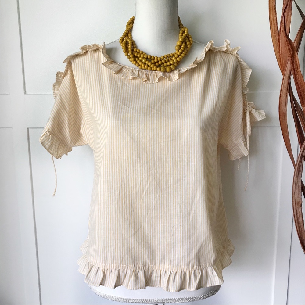 Ruffle and Laced Sleeve Cotton Top
